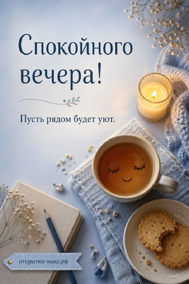 Тёплая вечерняя открытка: коричневый ежедневник, ретро-лампа и открытка с сердечком и листьями на фоне закатного окна — вариант 2