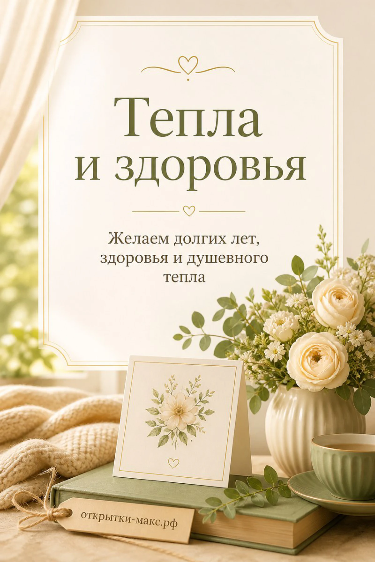 Светлая тумбочка с цветком, книгой и карточкой поддержки
