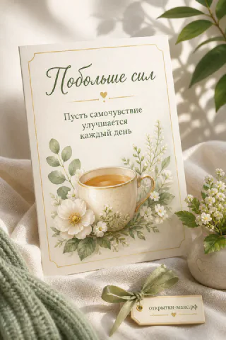 Светлая тумбочка с цветком, книгой и карточкой поддержки