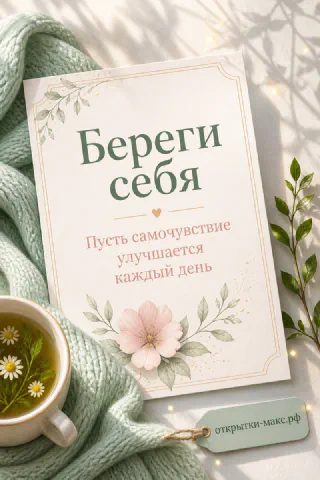 Мягкий плед, травяной чай и чистое поле для пожелания здоровья