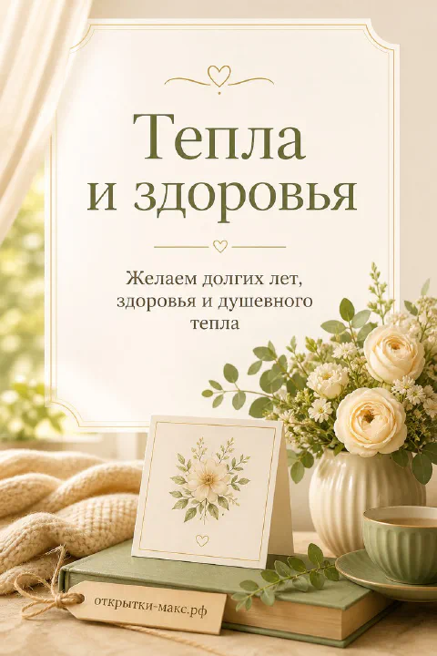 Солнечное окно, букетик и открытка с заботливым текстом