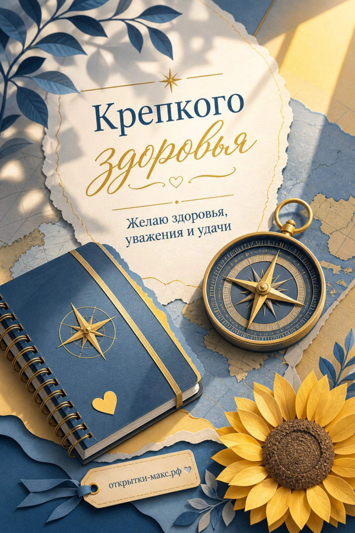 Солнечное окно, букетик и открытка с заботливым текстом