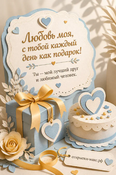 Конверт с запиской, роза и чистое поле для теплого текста