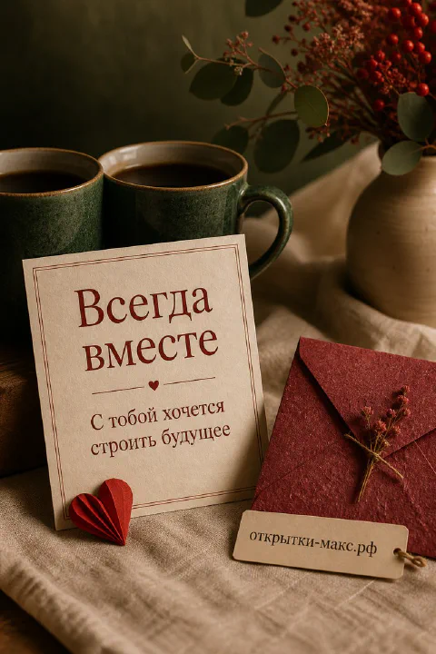 Нежная записка, роза, конверт и открытка для любимого человека