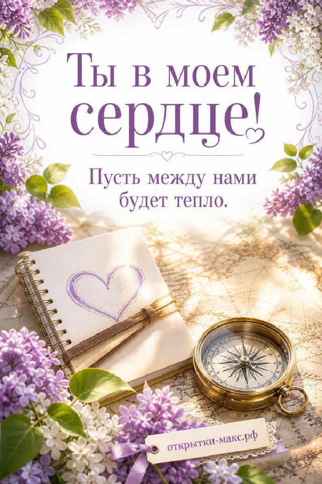 Открытка «Ты в моём сердце» с букетом подсолнухов и кофе с сердечком на голубом фоне — вариант 3