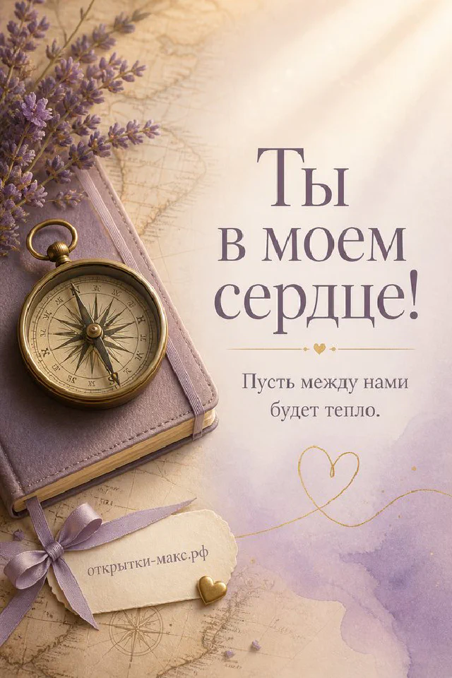 Открытка «Ты в моём сердце» с букетом подсолнухов и кофе с сердечком на голубом фоне — вариант 4