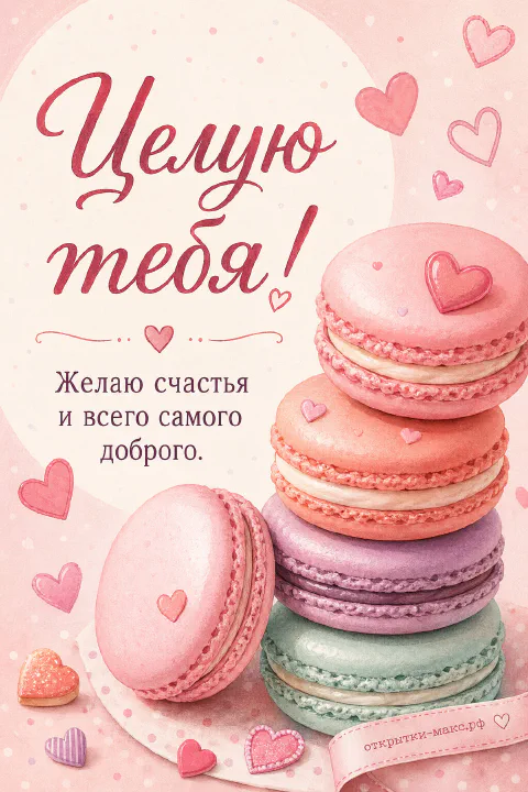 С поцелуем — макаруны и сердечки