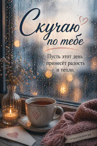 Мокрое окно с каплями дождя и огнями за стеклом, кружка чая с сердечком, горящая свеча в стакане и вазочка с сухоцветами на подоконнике