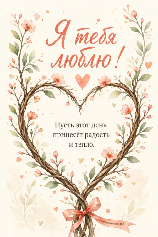 Я тебя люблю — сплетённые ветки и сердечко