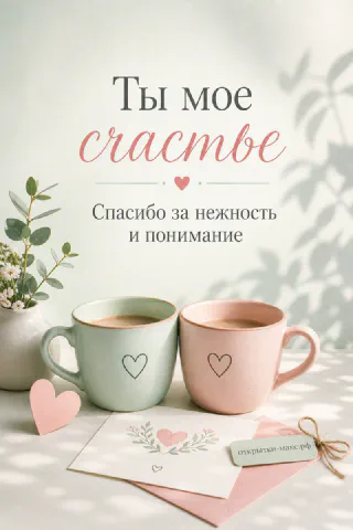 Мятная и розовая чашки чая с сердечками рядом с открыткой и бумажным сердцем на светлом фоне