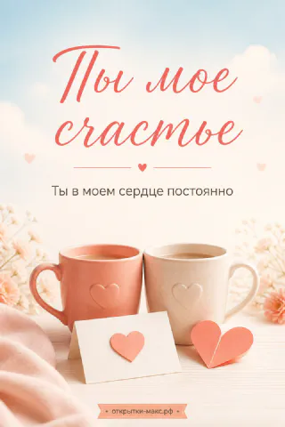 Две персиковые кружки кофе с сердечками на фоне неба и хризантем