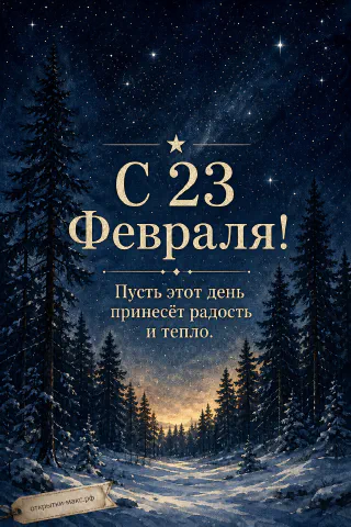 23 февраля — зимний лес под звёздным небом