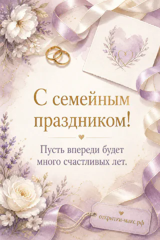 Золотые обручальные кольца, белые розы и лавандовые ленты на бежевом фоне с открыткой-сердечком