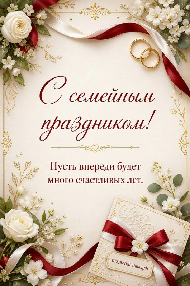 Золотые обручальные кольца, белые розы и лавандовые ленты на бежевом фоне с открыткой-сердечком — вариант 3