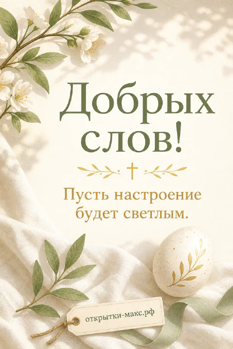 Пасхальная открытка с белым яйцом, цветами жасмина и золотым крестом