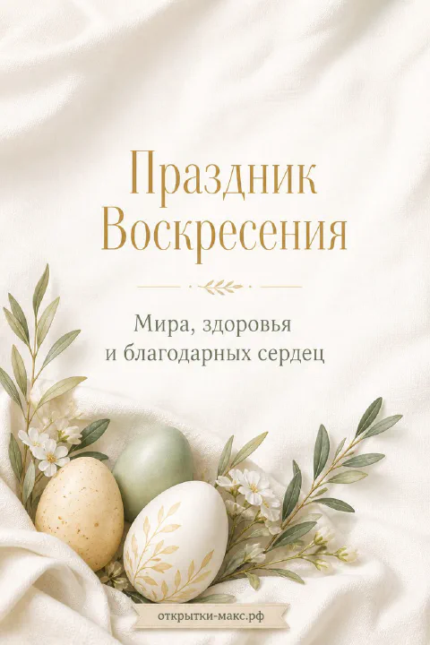 Пасхальный кулич, крашеные яйца, верба и светлая открытка