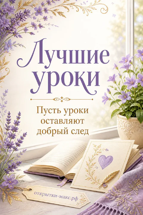 Открытый блокнот и карточка с сердечком среди веточек лаванды и фиолетовых цветов у окна