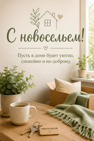 Зелёные растения в горшках, ключи от дома и плед на деревянном столе в светлой комнате
