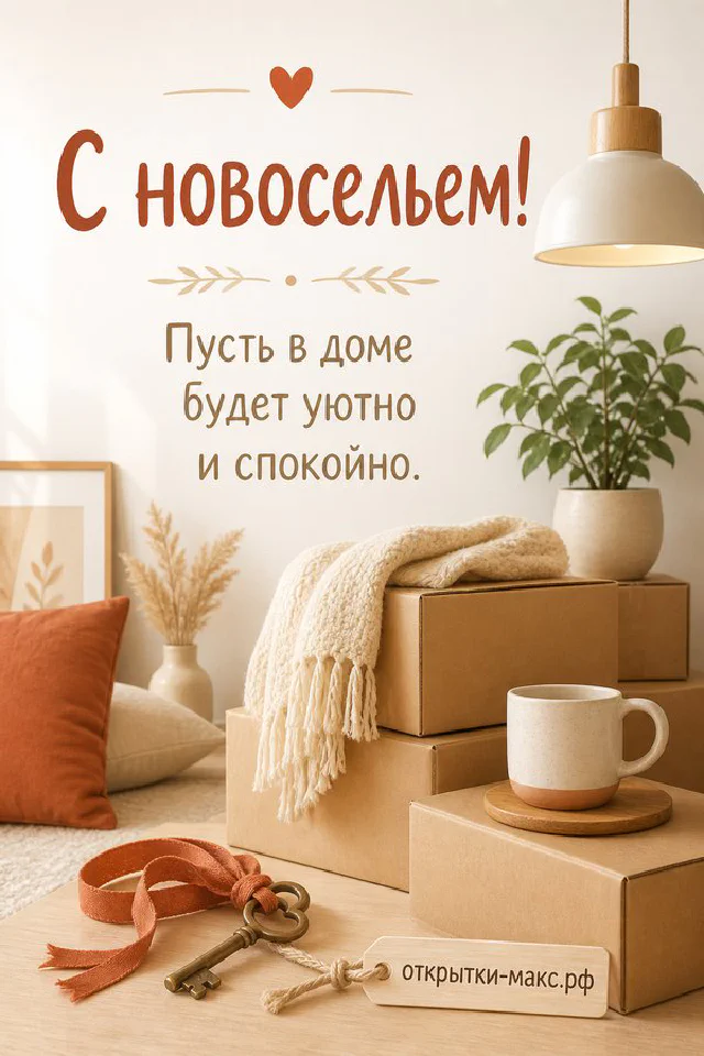 Ключи с зелёной лентой на фоне светлой гостиной с диваном и коробками для переезда — вариант 4