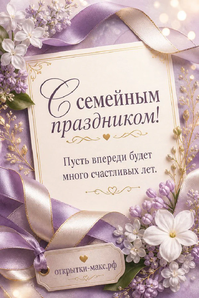 Свадебная шкатулка с золотыми кольцами, белые розы и голубая лента — открытка с днём свадьбы — вариант 6